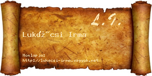 Lukácsi Irma névjegykártya